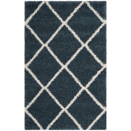 Flowers First 4 x 6 ft. Hudson Shag Power Loomed Rug; Slate Blue & Ivory - Small Rectangle FL1881773
